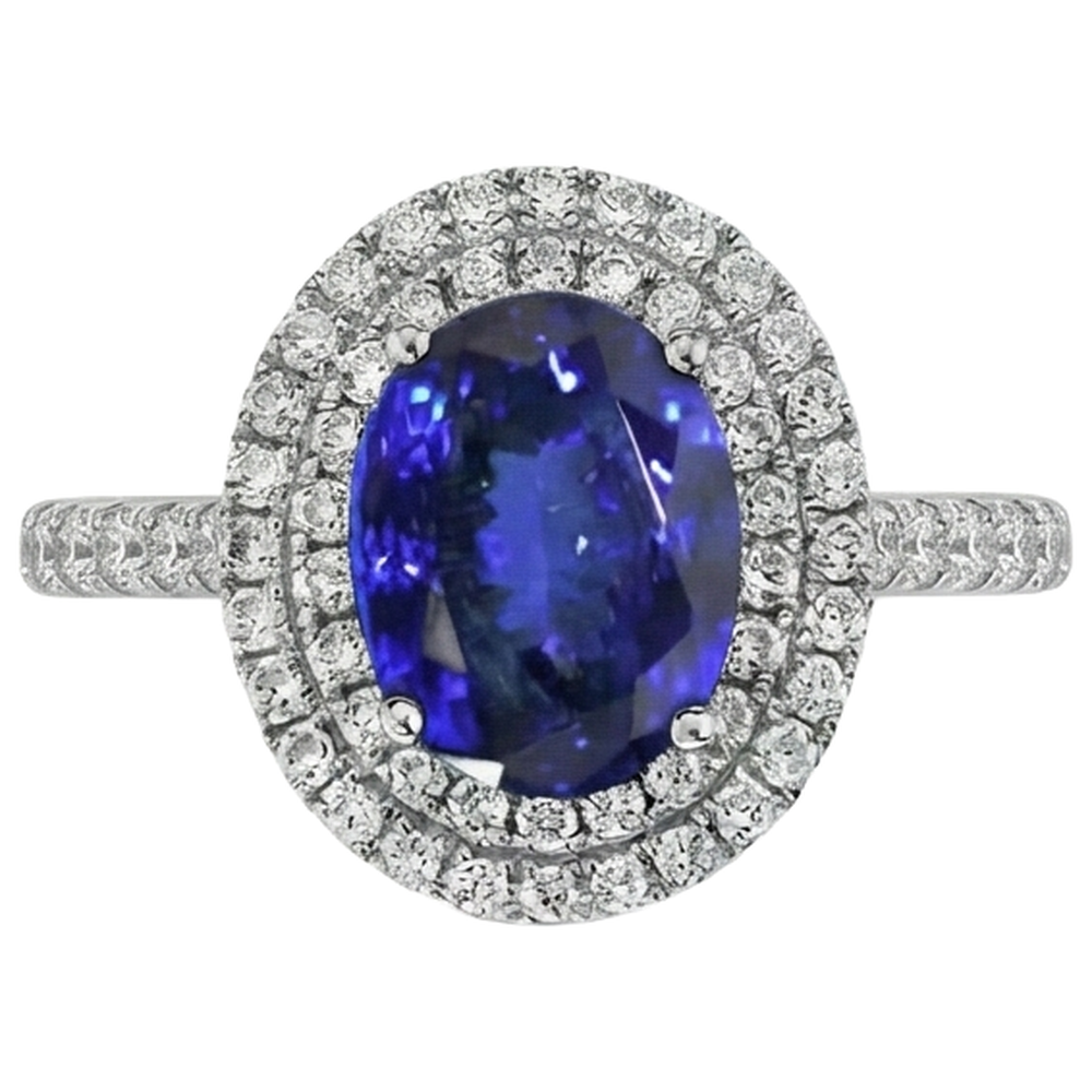 naturel oval tanzanite 7.25carats bague angle de côté