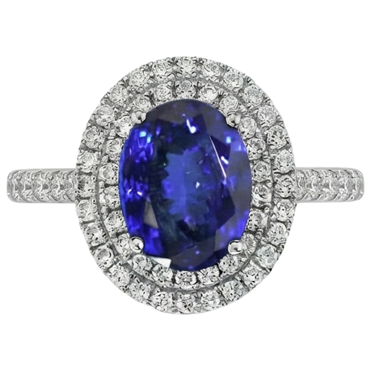 naturel oval tanzanite 7.25carats bague angle de côté