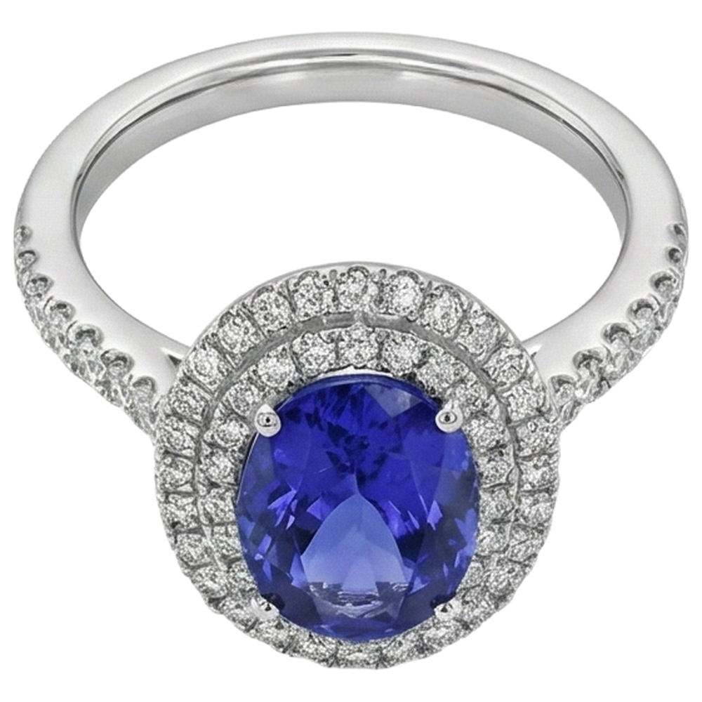 naturel oval tanzanite 7.25carats bague détail rapproché