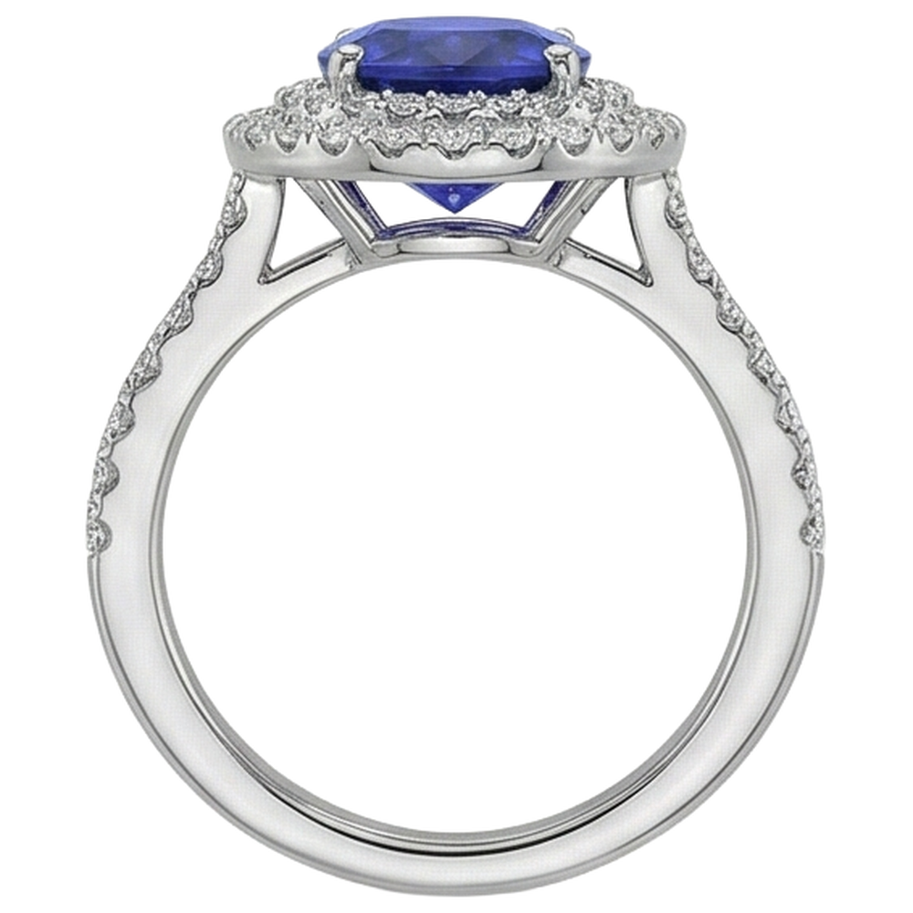 naturel oval tanzanite 7.25carats bague vue de profil
