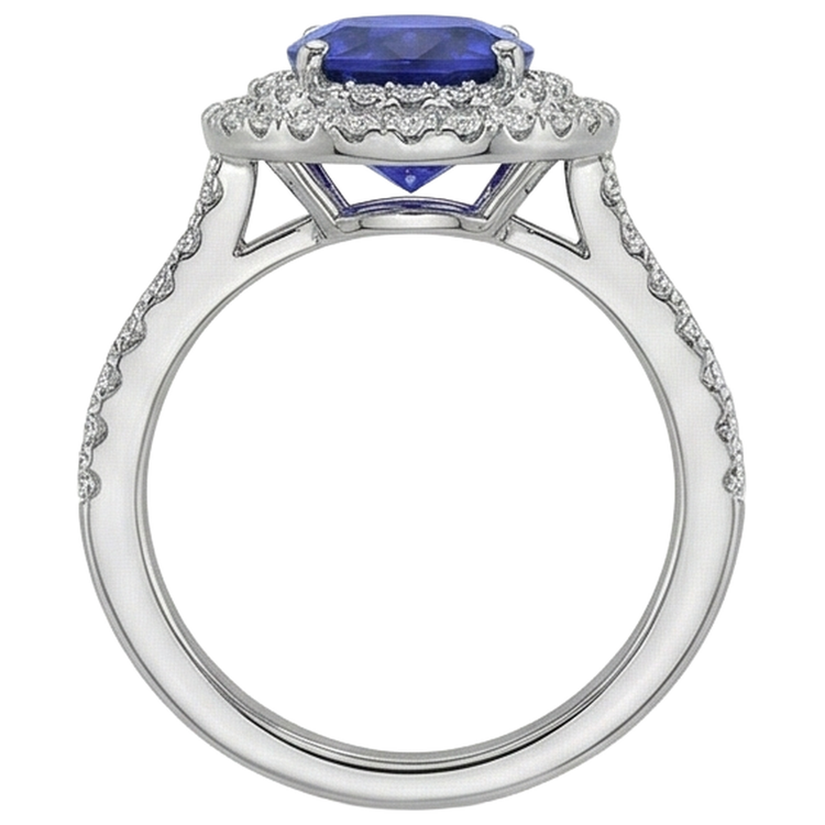 naturel oval tanzanite 7.25carats bague vue de profil