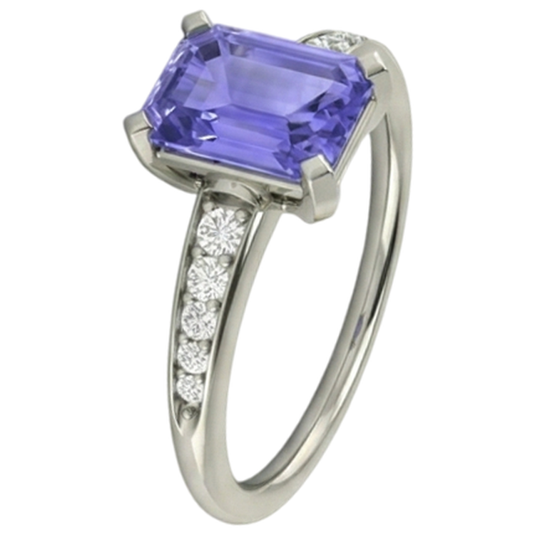 naturel round tanzanite 3.85carats bague angle de côté