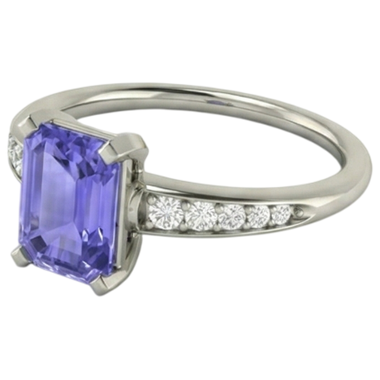 naturel round tanzanite 3.85carats bague détail rapproché