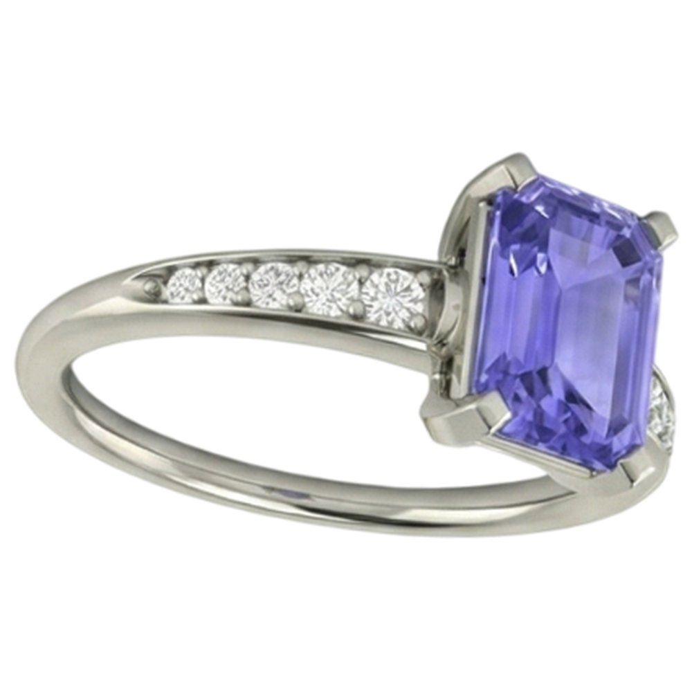 naturel round tanzanite 3.85carats bague vue de dessus