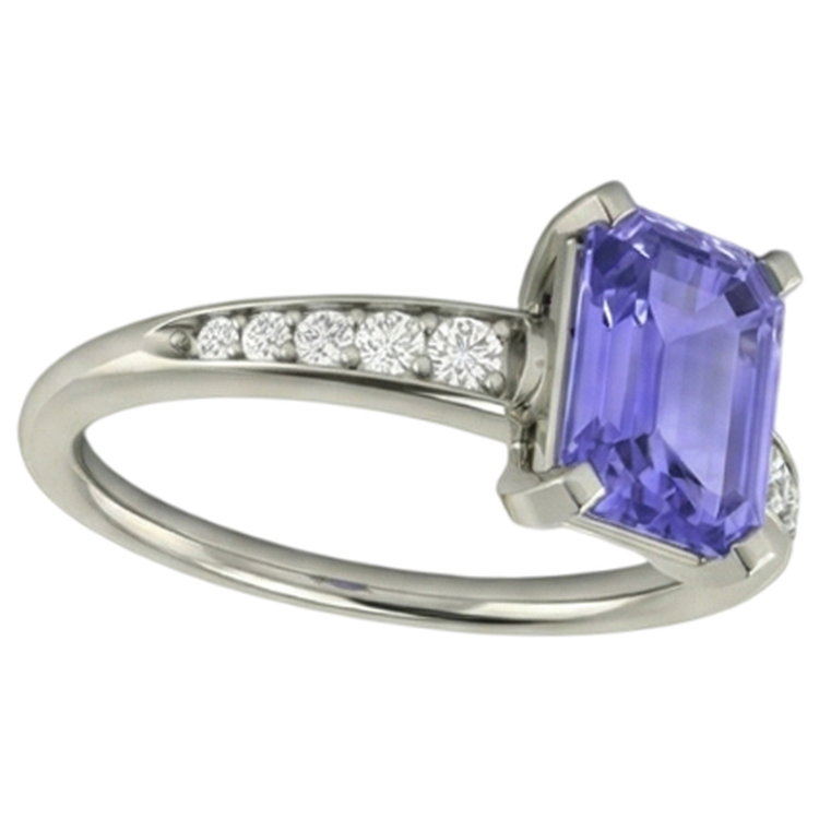 naturel round tanzanite 3.85carats bague vue de dessus