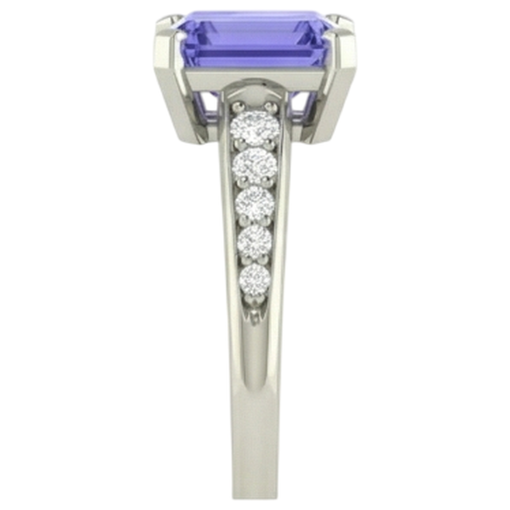 naturel round tanzanite 3.85carats bague vue de profil