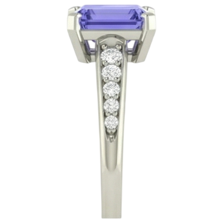 naturel round tanzanite 3.85carats bague vue de profil
