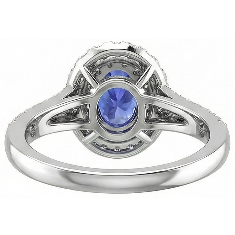 Bague Tanzanite Et Diamants Naturels Extraits des Mines ( et non cultivés en laboratoire ) 6.75 Carats Or Blanc 14K