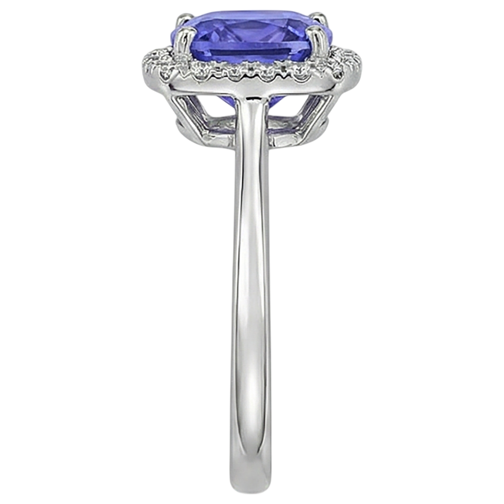 naturel cushion tanzanite 7.75carats bague vue de profil