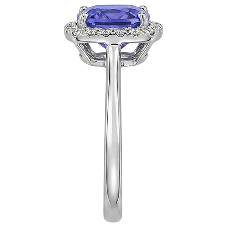 naturel cushion tanzanite 7.75carats bague vue de profil