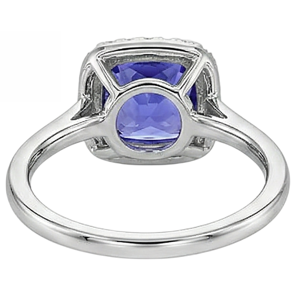 naturel cushion tanzanite 7.75carats bague avec accents diamants