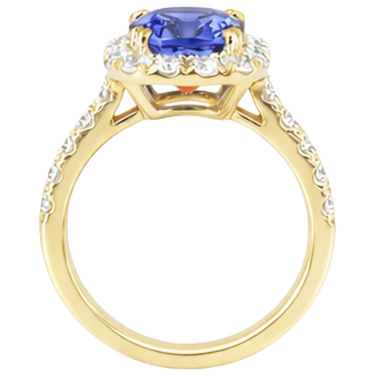 Bague Tanzanite Et Diamants 9.00 Ct Or Jaune 14K