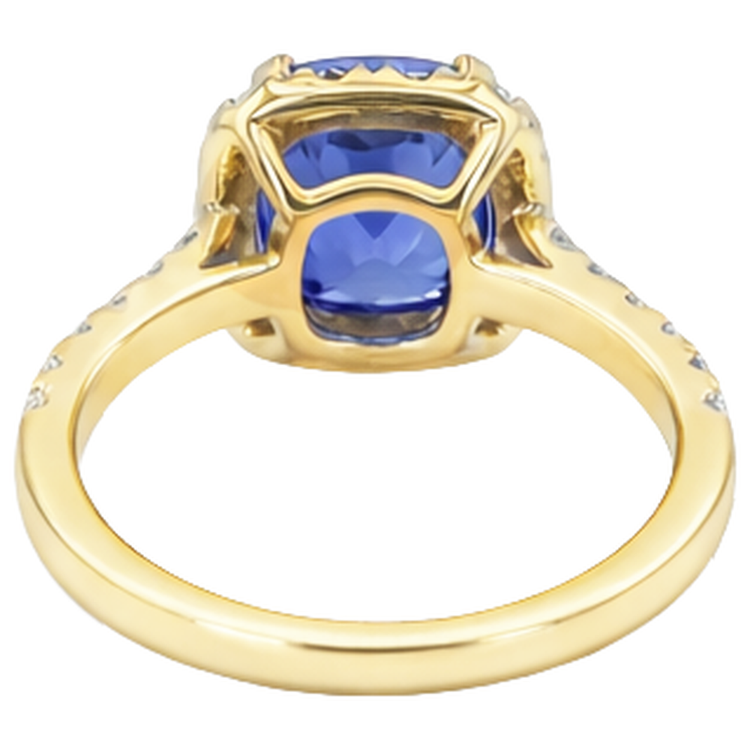 Bague Tanzanite Et Diamants 9.00 Ct Or Jaune 14K