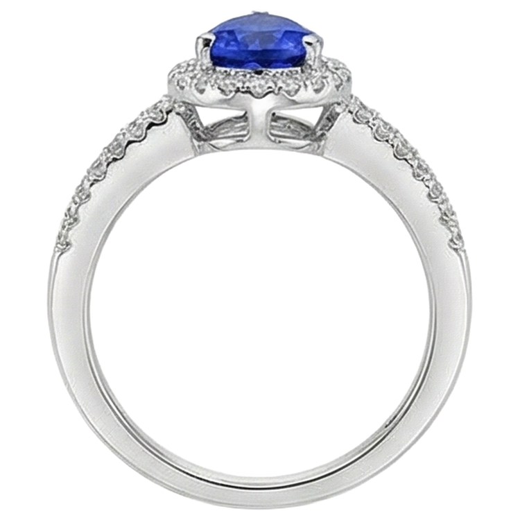 Bague Tanzanite Forme Poire Bleue Et Diamants Naturels Extraits des Mines ( et non cultivés en laboratoire ) Ronds 4.75 Ct Or 14K