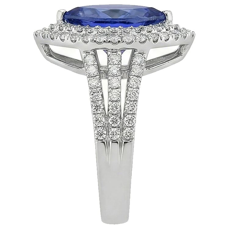 Bague Tanzanite Marquise Bleue Avec Accent Diamant Naturels Extraits des Mines ( et non cultivés en laboratoire ) 5.50 Carat WG 14K
