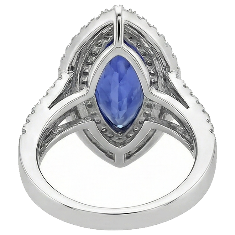 Bague Tanzanite Marquise Bleue Avec Accent Diamant Naturels Extraits des Mines ( et non cultivés en laboratoire ) 5.50 Carat WG 14K