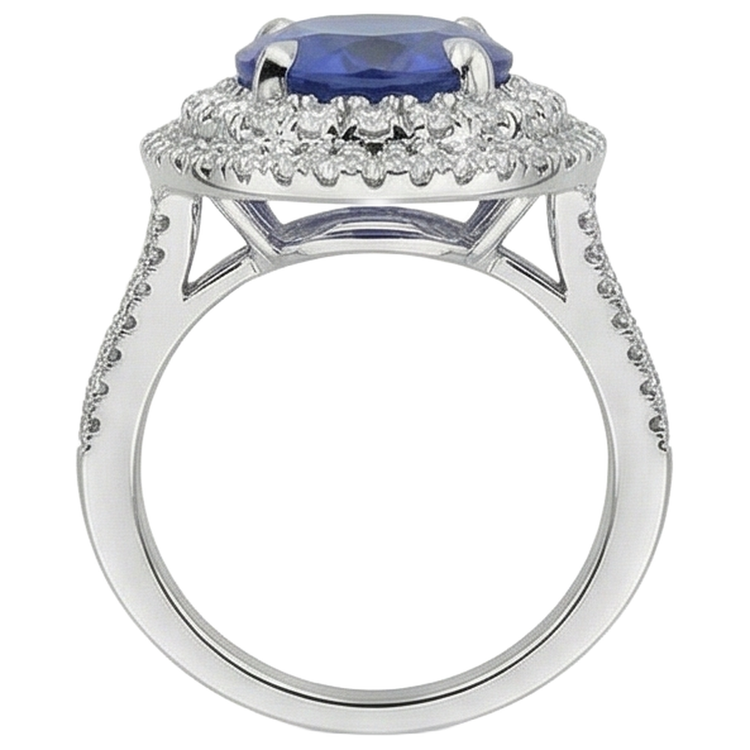 Bague Tanzanite Naturelle avec Diamants 5.90 Ct Sertie Or Blanc