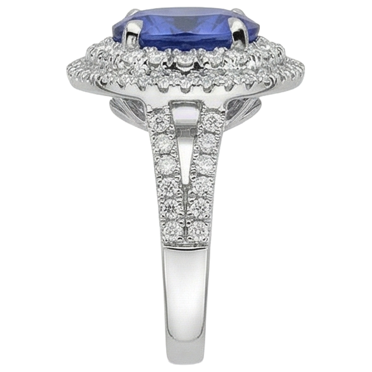 Bague Tanzanite Naturelle avec Diamants 5.90 Ct Sertie Or Blanc