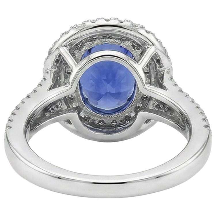 Bague Tanzanite Naturelle avec Diamants 5.90 Ct Sertie Or Blanc