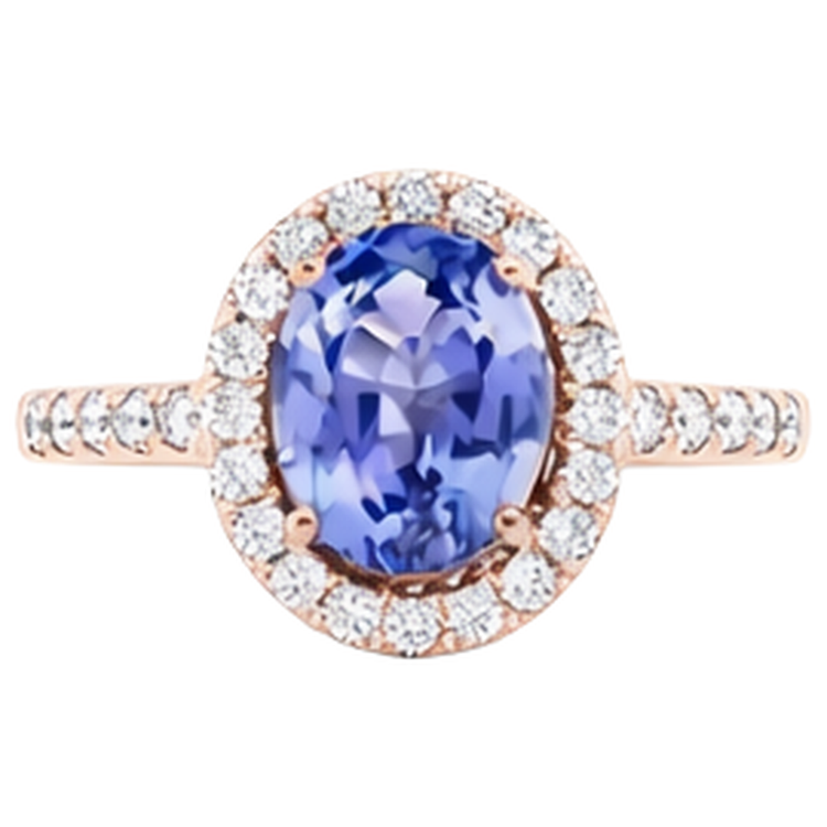 naturel oval tanzanite 15.40carats bague angle de côté