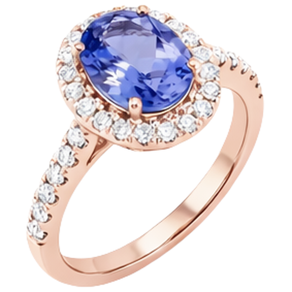 naturel oval tanzanite 15.40carats bague détail rapproché