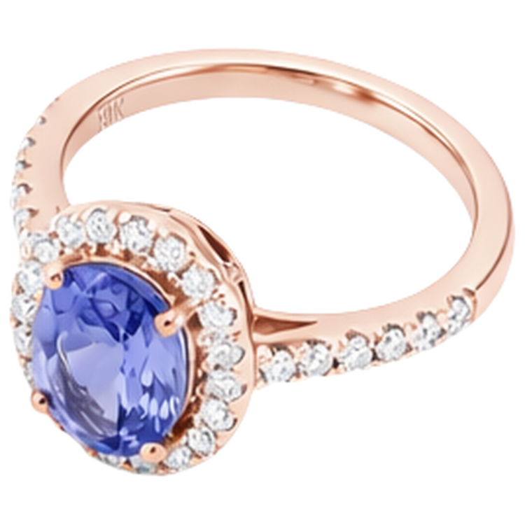 naturel oval tanzanite 15.40carats bague vue de dessus