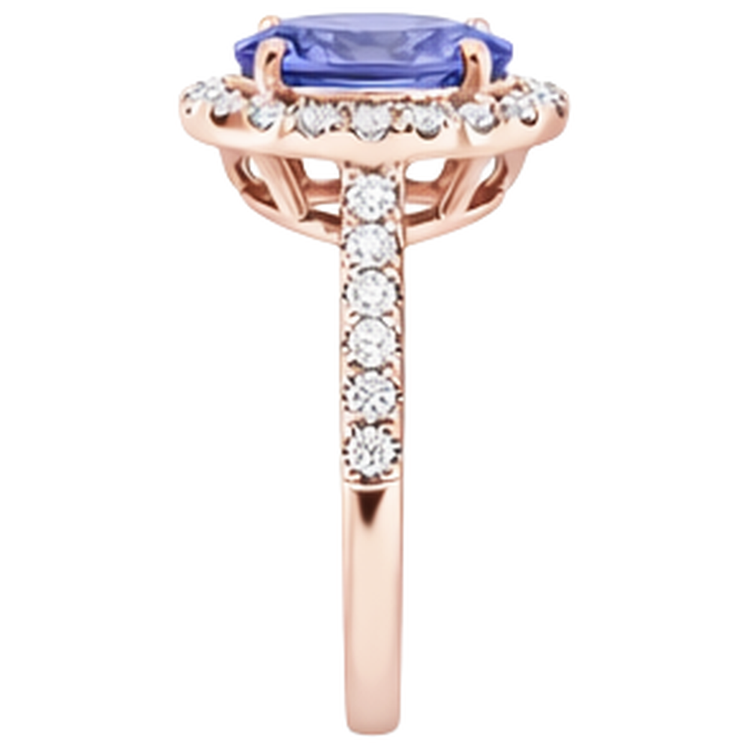 naturel oval tanzanite 15.40carats bague vue de profil