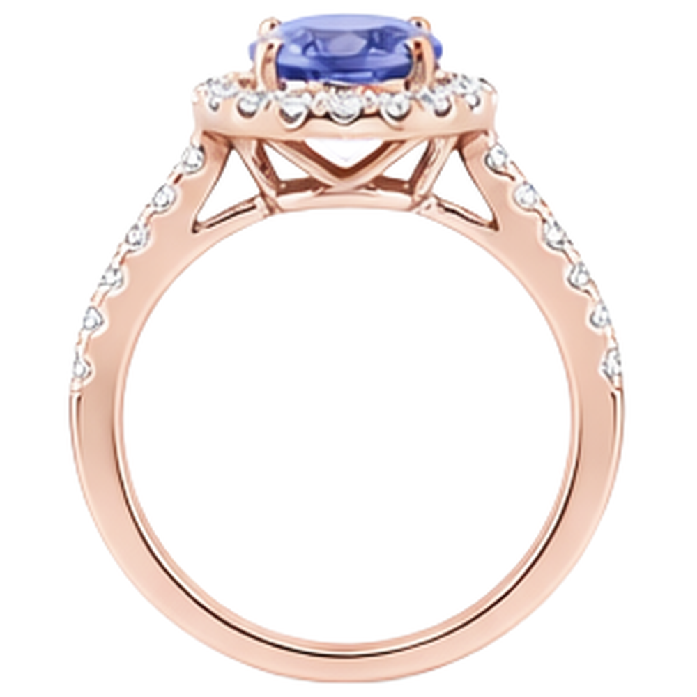 naturel oval tanzanite 15.40carats bague sur blanc