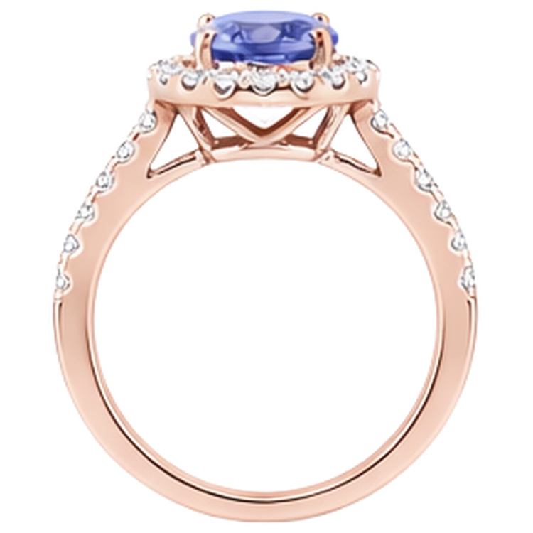 naturel oval tanzanite 15.40carats bague sur blanc