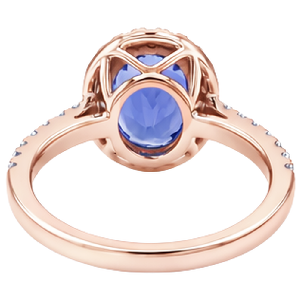 naturel oval tanzanite 15.40carats bague avec accents diamants