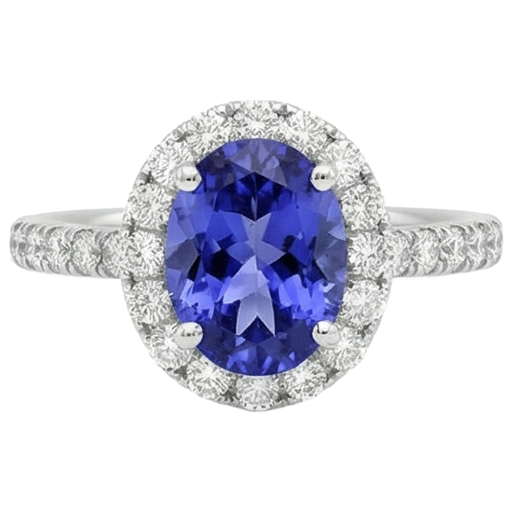 naturel oval tanzanite 11.25carats bague angle de côté