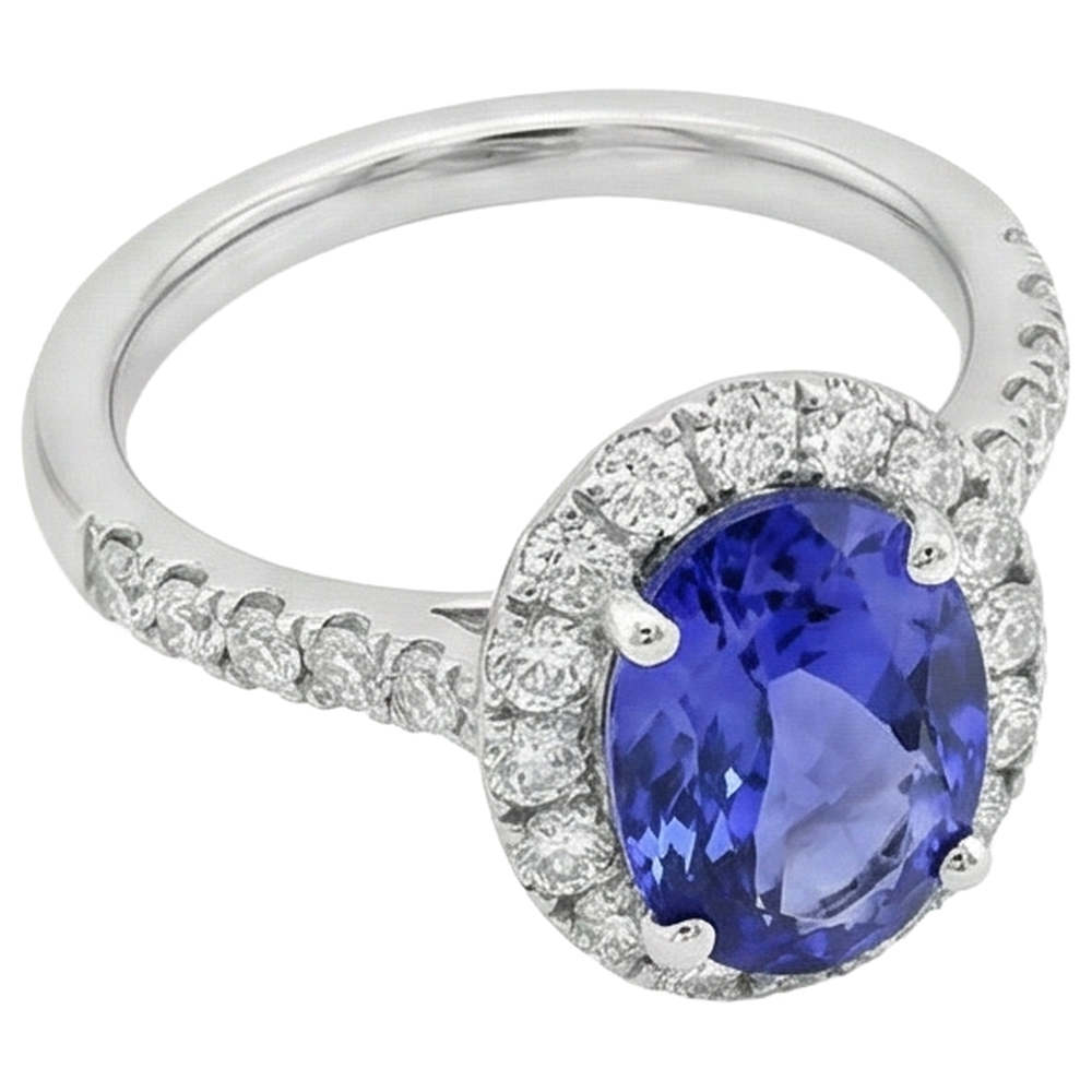 naturel oval tanzanite 11.25carats bague détail rapproché