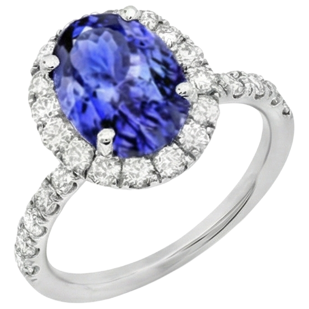 naturel oval tanzanite 11.25carats bague vue de dessus