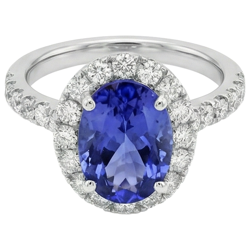 naturel oval tanzanite 11.25carats bague vue de profil