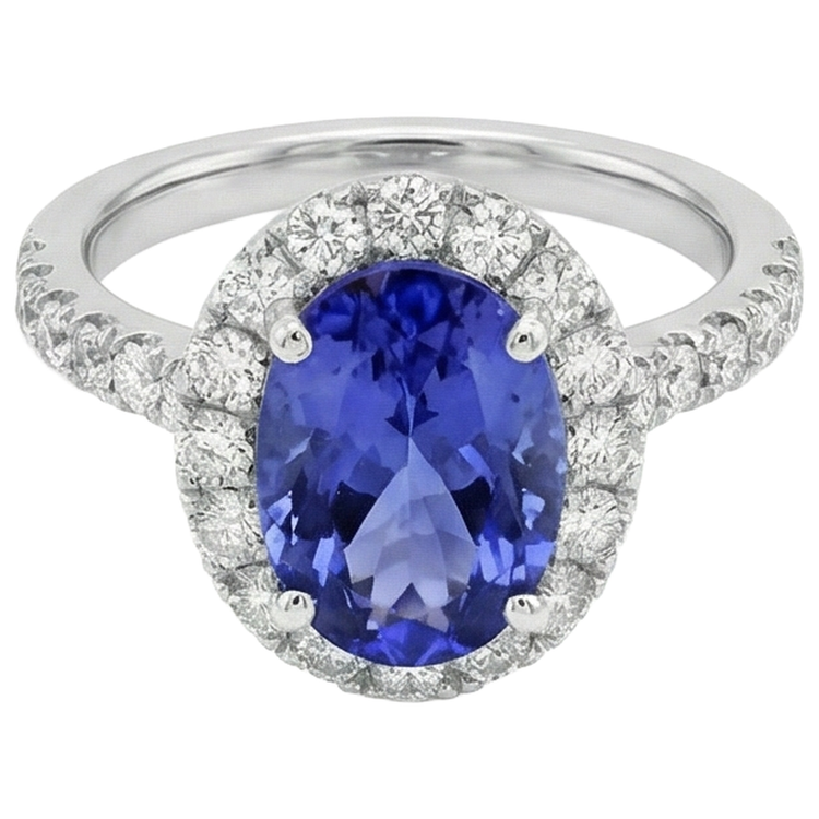 naturel oval tanzanite 11.25carats bague vue de profil