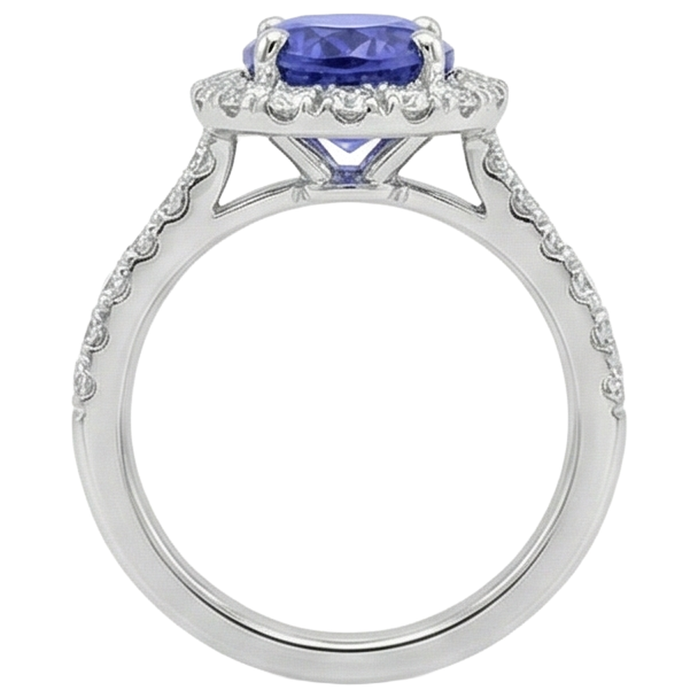 naturel oval tanzanite 11.25carats bague avec accents diamants