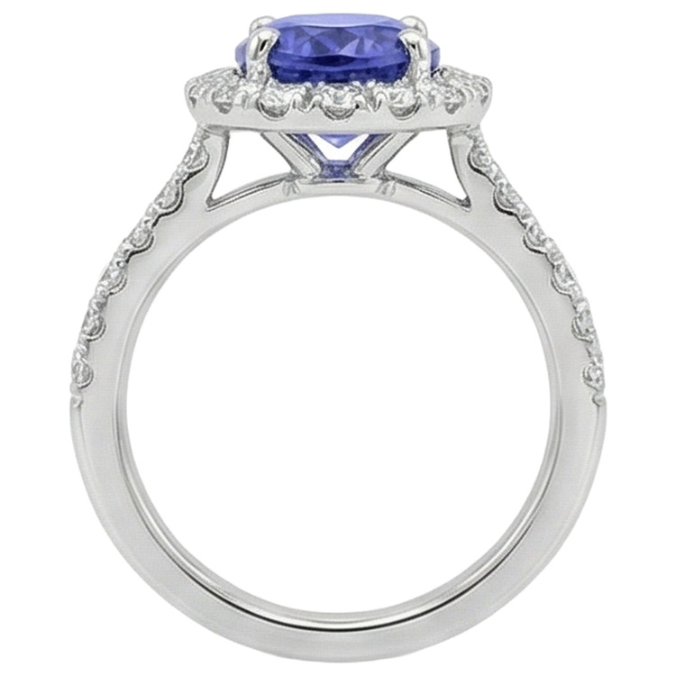 naturel oval tanzanite 11.25carats bague avec accents diamants