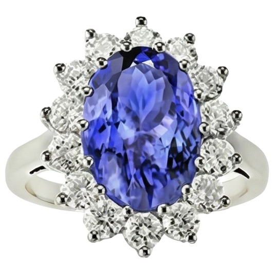 naturel oval tanzanite 19.75carats bague angle de côté