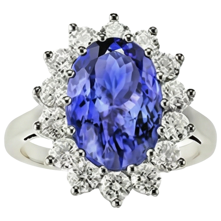 naturel oval tanzanite 19.75carats bague angle de côté