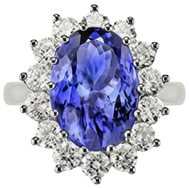 naturel oval tanzanite 19.75carats bague détail rapproché