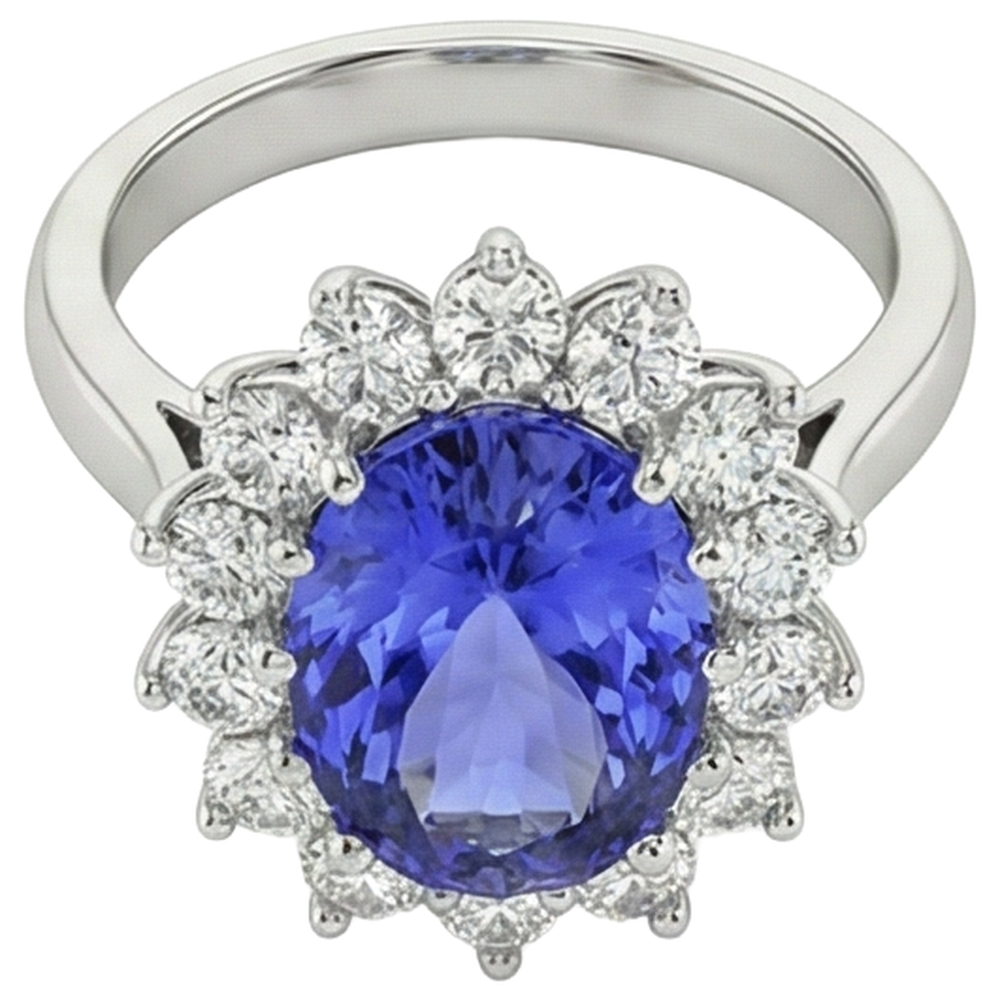 naturel oval tanzanite 19.75carats bague vue de dessus