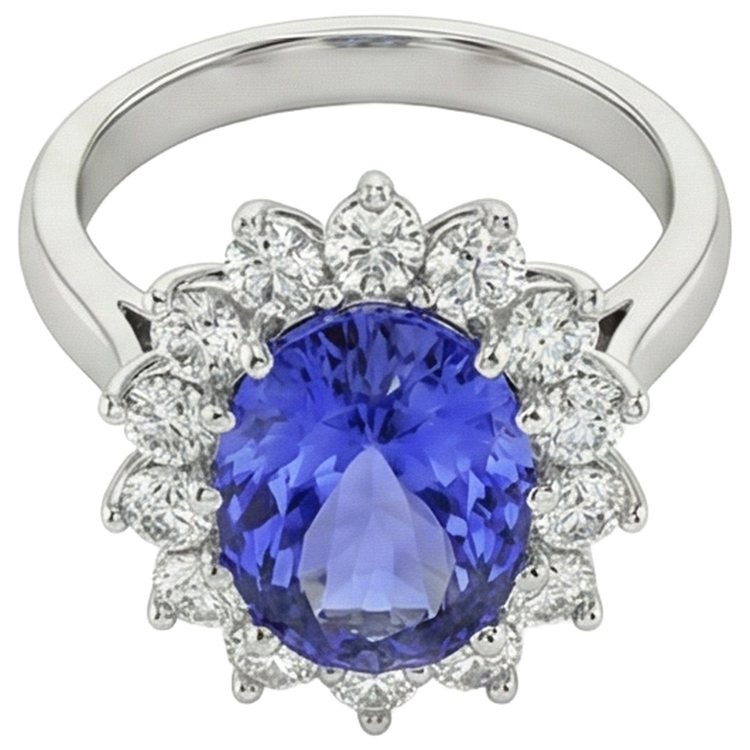 naturel oval tanzanite 19.75carats bague vue de dessus