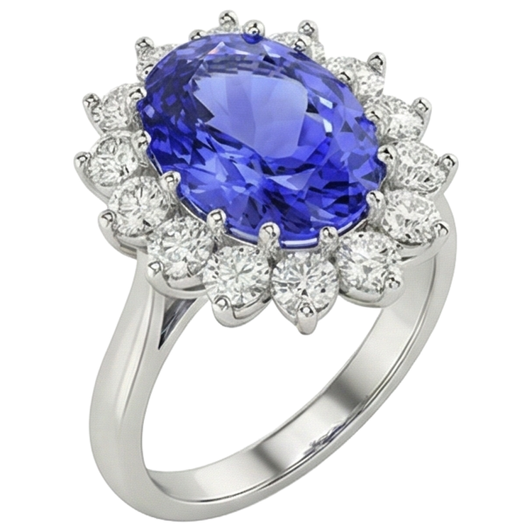 naturel oval tanzanite 19.75carats bague vue de profil