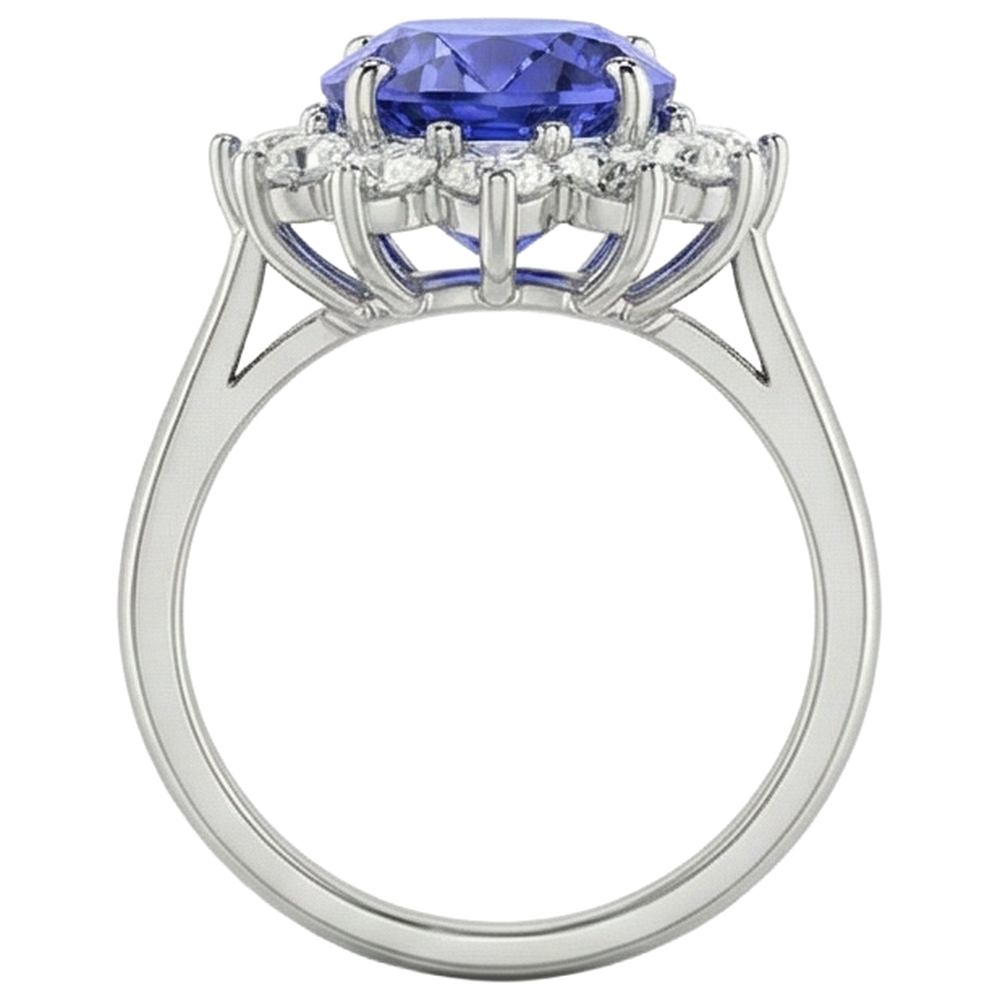 naturel oval tanzanite 19.75carats bague avec accents diamants