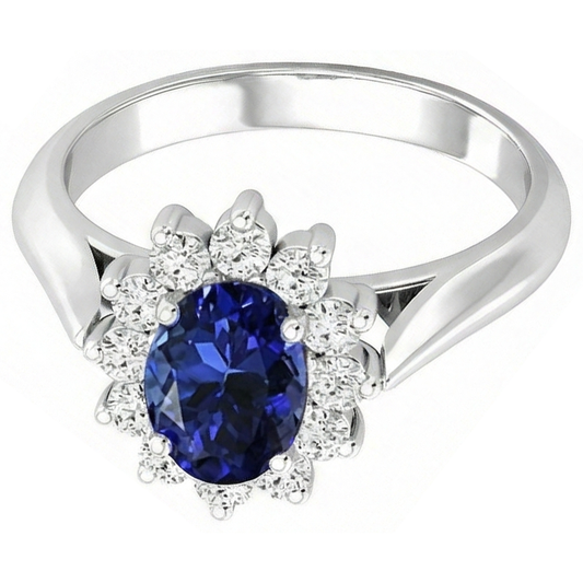 naturel oval tanzanite 3.75carats bague angle de côté