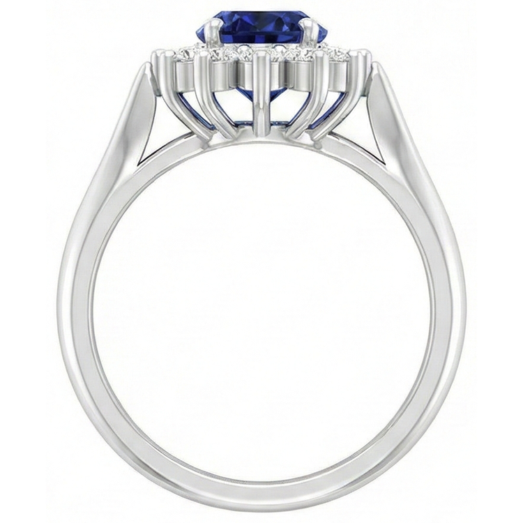 naturel oval tanzanite 3.75carats bague sur blanc
