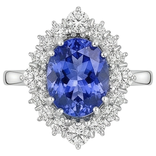 naturel oval tanzanite 5.20carats bague angle de côté