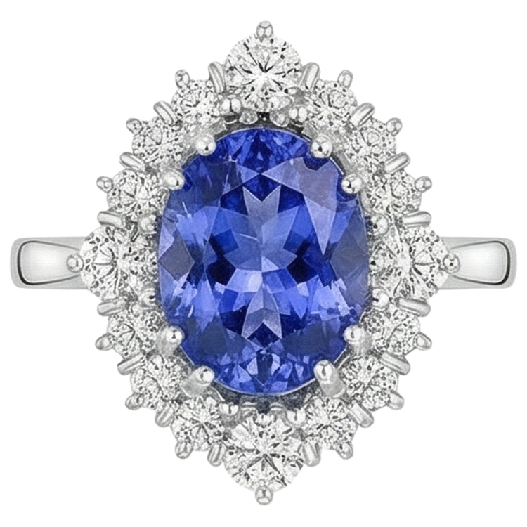 naturel oval tanzanite 5.20carats bague angle de côté