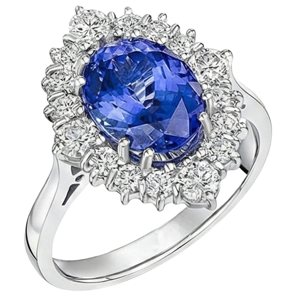 naturel oval tanzanite 5.20carats bague vue de profil