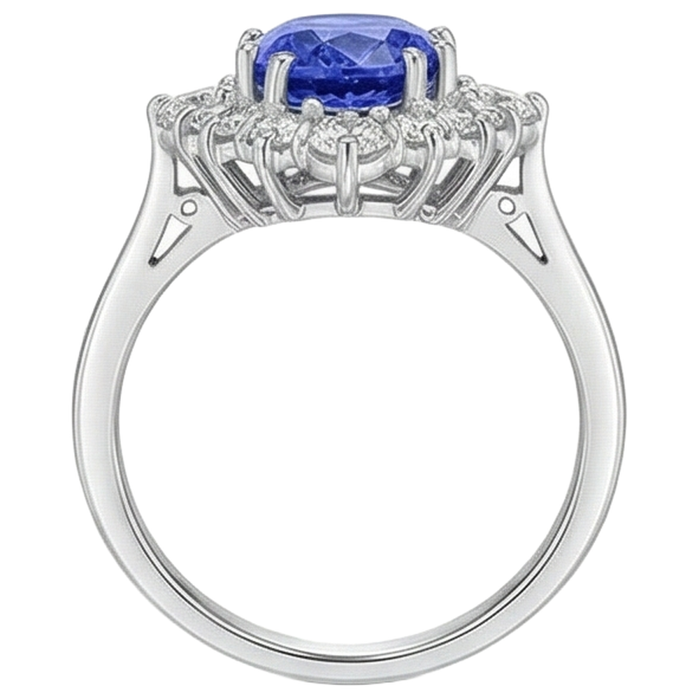naturel oval tanzanite 5.20carats bague sur blanc